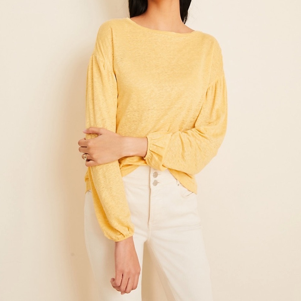 NWT Ann Taylor Yellow Linen Top